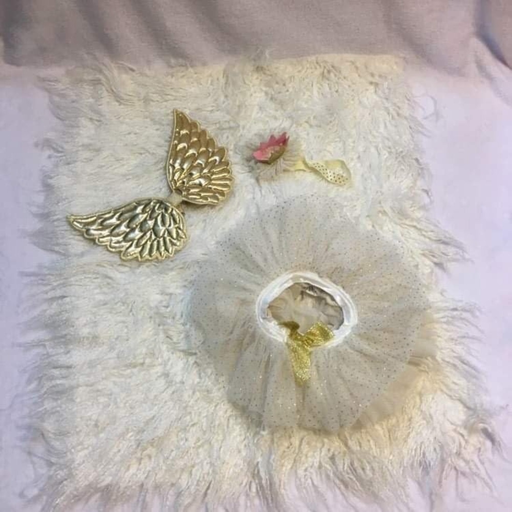 Unbranded Angel Costume Set‎ Kids Infant Toddler White Gold Excellent Tutu Wings